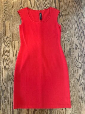 St. John Sleeveless Red Sheath Dress, Sz 6